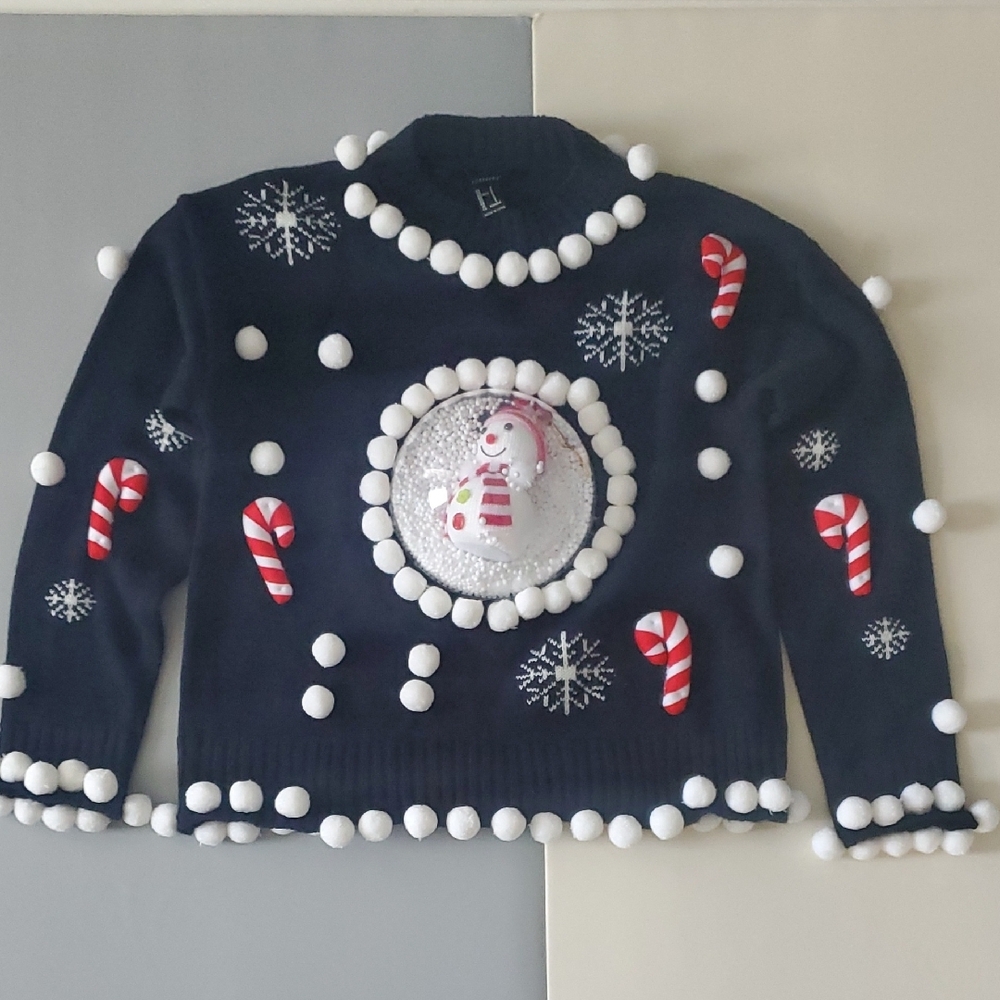 Festive Black Sweater with Snowman Design